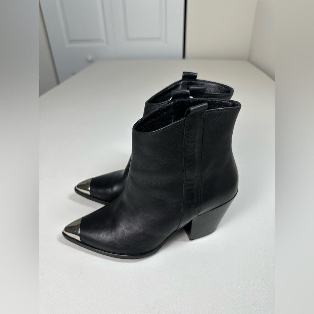 Poesie Veneziane Ankle Boots Women 6.5 Black New Western Silver Toe Italy‎